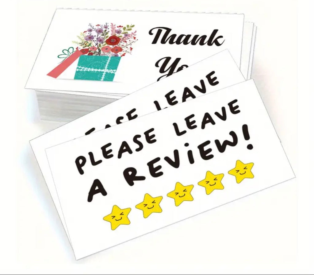 ‘Please leave a review’ Kaartjes
